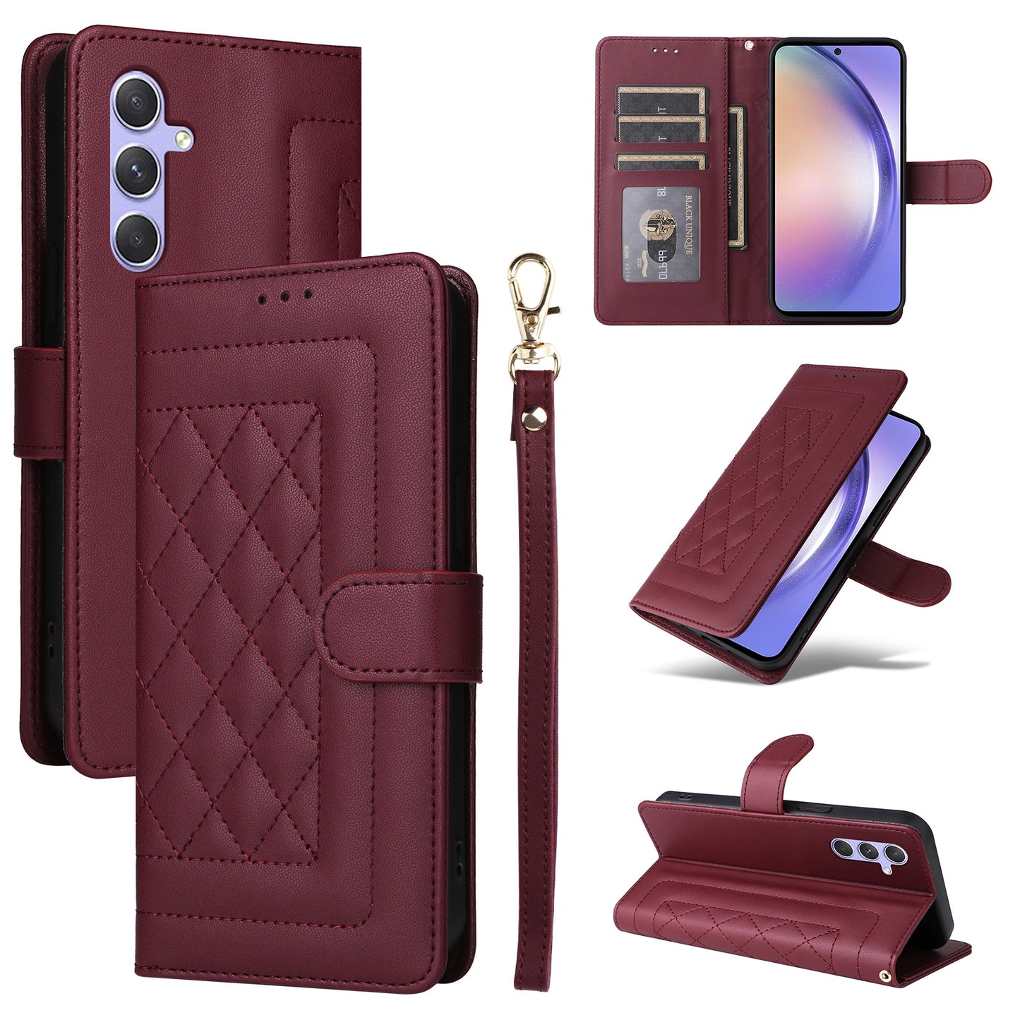 Samsung Galaxy A54 5G Diamond Lattice Leather Flip Phone Case - Durable and Convenient Holder with Precision Cutouts
