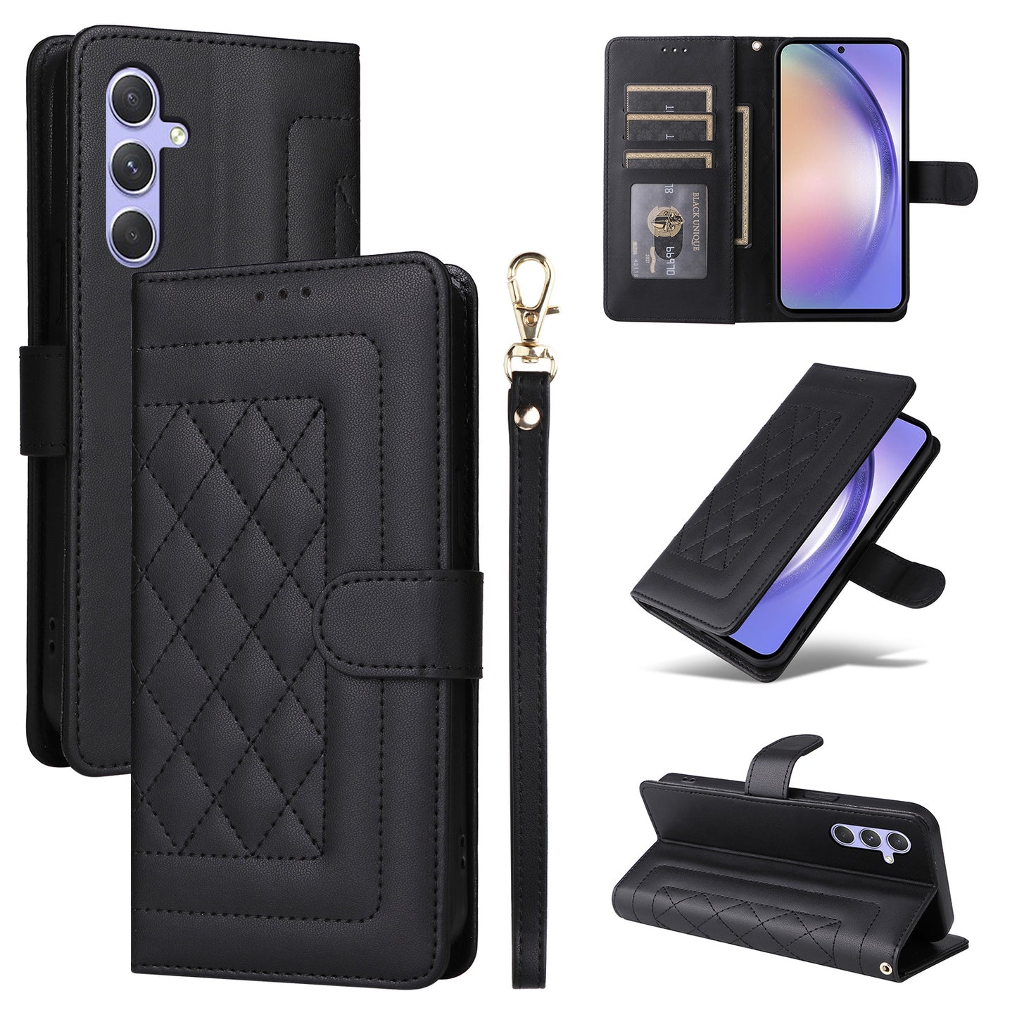 Samsung Galaxy A54 5G Diamond Lattice Leather Flip Phone Case - Durable and Convenient Holder with Precision Cutouts