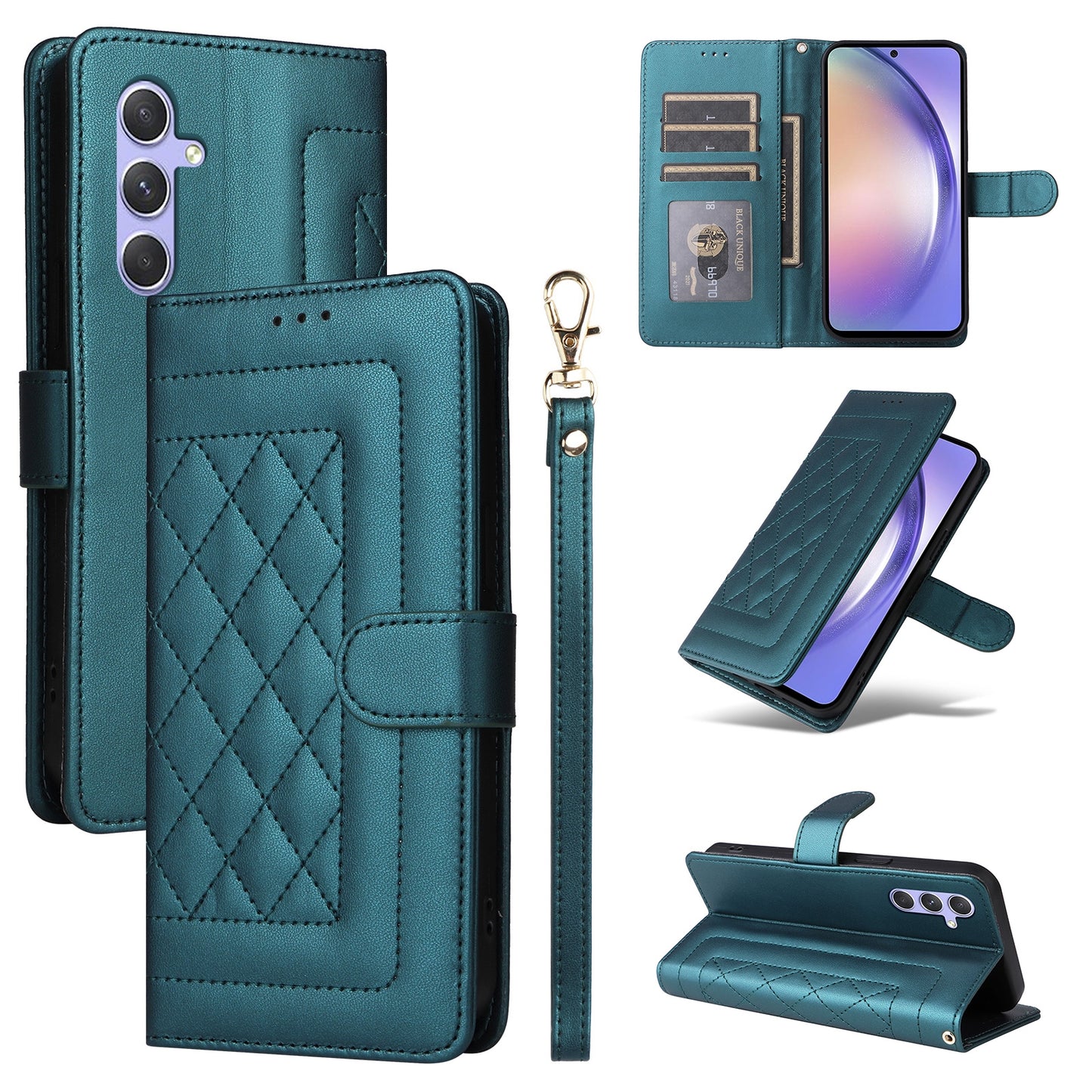 Samsung Galaxy A54 5G Diamond Lattice Leather Flip Phone Case - Durable and Convenient Holder with Precision Cutouts