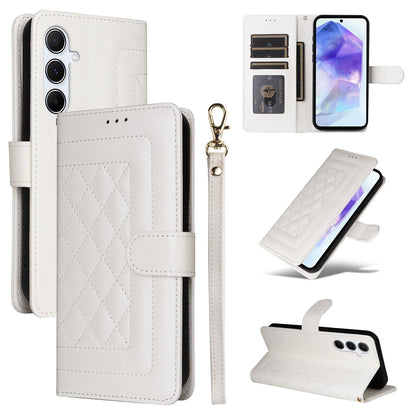 Samsung Galaxy A55 Diamond Lattice Leather Flip Phone Case - Durable and Convenient Holder with Precision Cutouts
