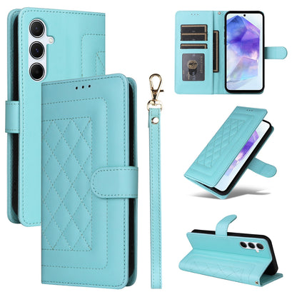Samsung Galaxy A55 Diamond Lattice Leather Flip Phone Case - Durable and Convenient Holder with Precision Cutouts