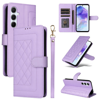 Samsung Galaxy A55 Diamond Lattice Leather Flip Phone Case - Durable and Convenient Holder with Precision Cutouts