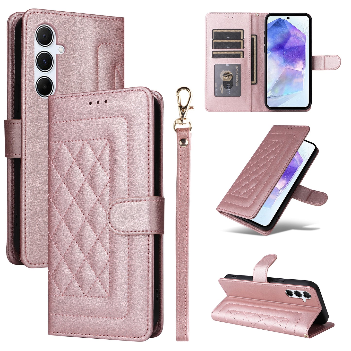 Samsung Galaxy A55 Diamond Lattice Leather Flip Phone Case - Durable and Convenient Holder with Precision Cutouts