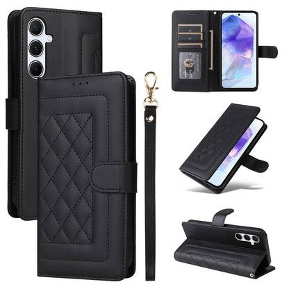 Samsung Galaxy A55 Diamond Lattice Leather Flip Phone Case - Durable and Convenient Holder with Precision Cutouts