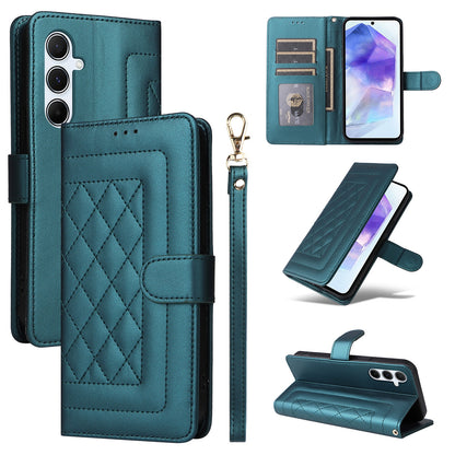 Samsung Galaxy A55 Diamond Lattice Leather Flip Phone Case - Durable and Convenient Holder with Precision Cutouts