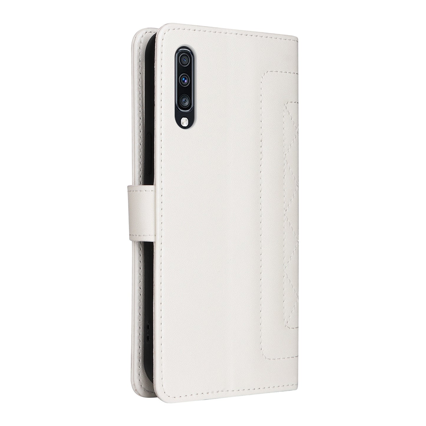 Samsung Galaxy A70 Diamond Lattice Leather Flip Phone Case - Durable and Convenient Holder with Precision Cutouts