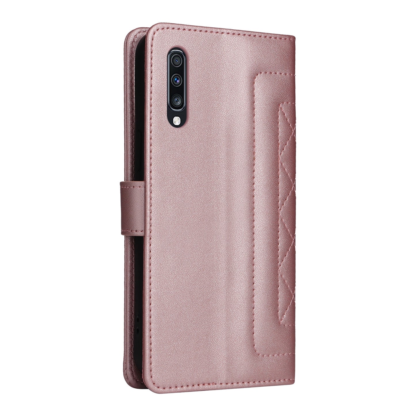 Samsung Galaxy A70 Diamond Lattice Leather Flip Phone Case - Durable and Convenient Holder with Precision Cutouts