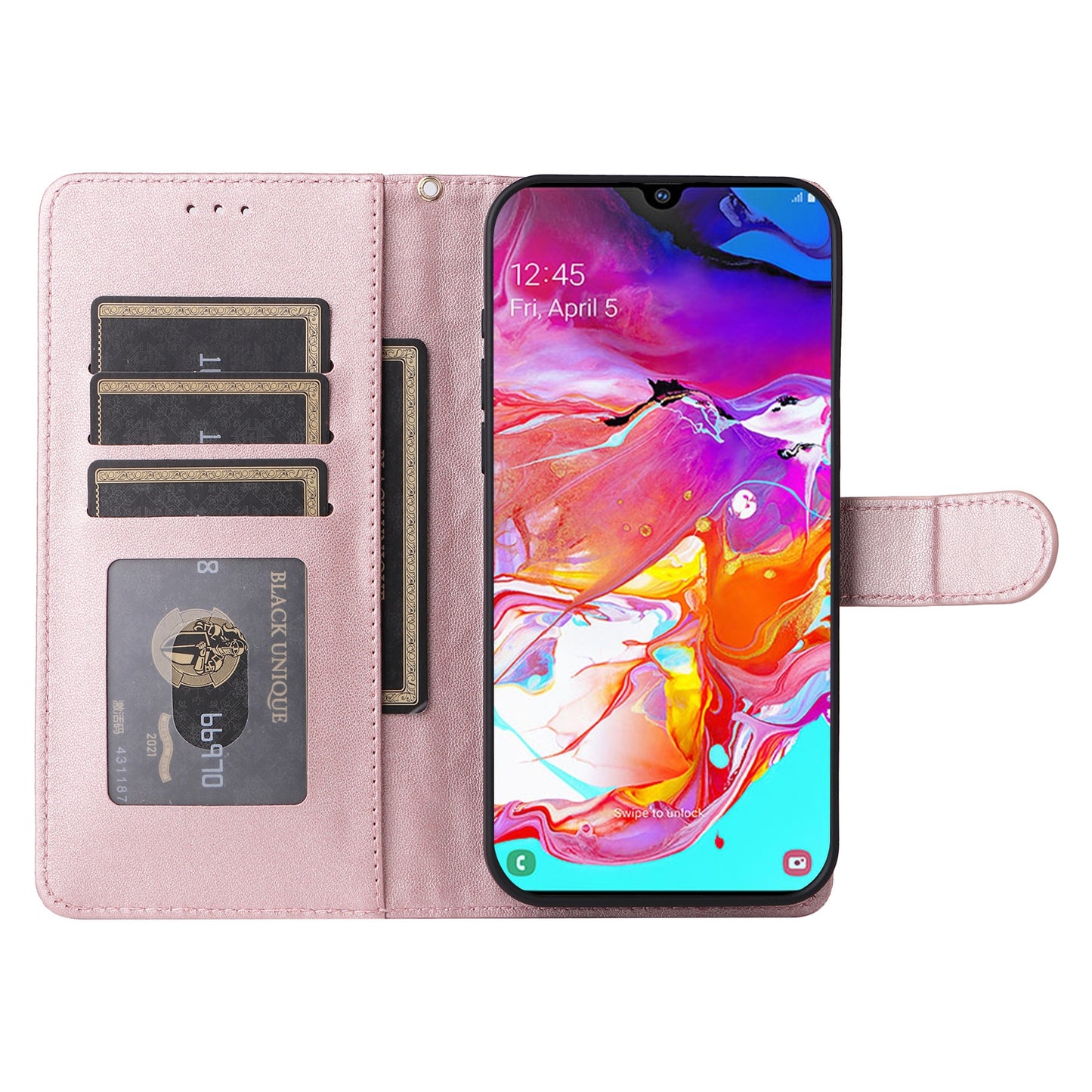 Samsung Galaxy A70 Diamond Lattice Leather Flip Phone Case - Durable and Convenient Holder with Precision Cutouts