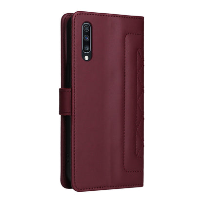 Samsung Galaxy A70 Diamond Lattice Leather Flip Phone Case - Durable and Convenient Holder with Precision Cutouts
