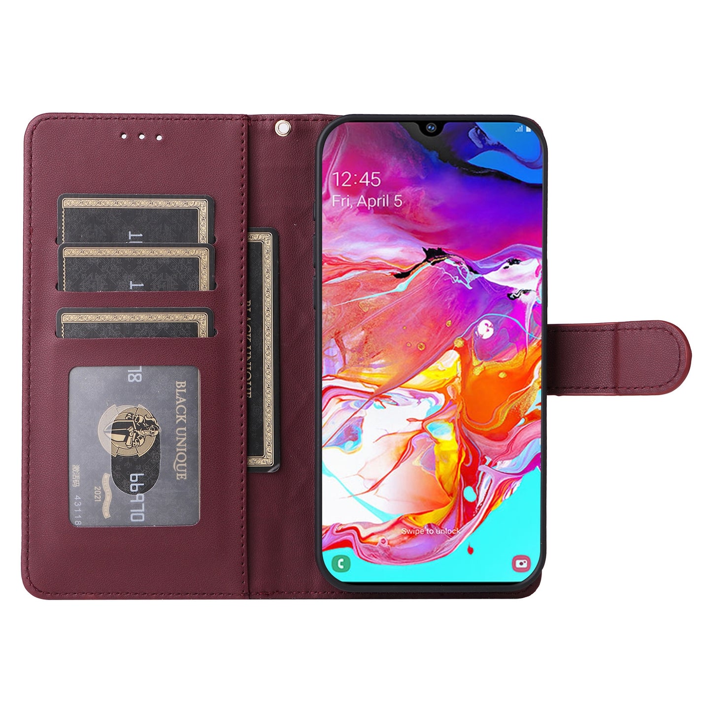 Samsung Galaxy A70 Diamond Lattice Leather Flip Phone Case - Durable and Convenient Holder with Precision Cutouts