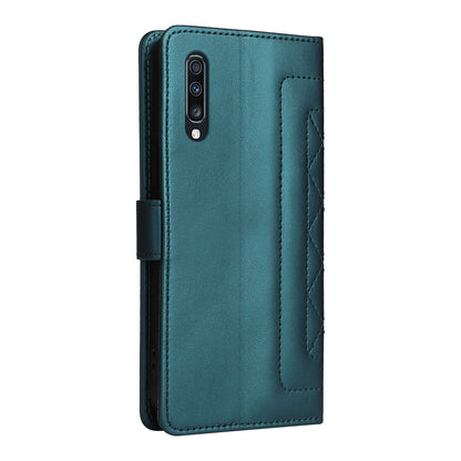Samsung Galaxy A70 Diamond Lattice Leather Flip Phone Case - Durable and Convenient Holder with Precision Cutouts
