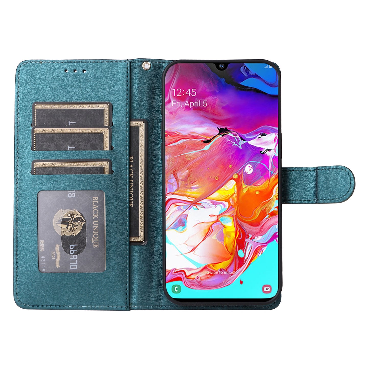 Samsung Galaxy A70 Diamond Lattice Leather Flip Phone Case - Durable and Convenient Holder with Precision Cutouts