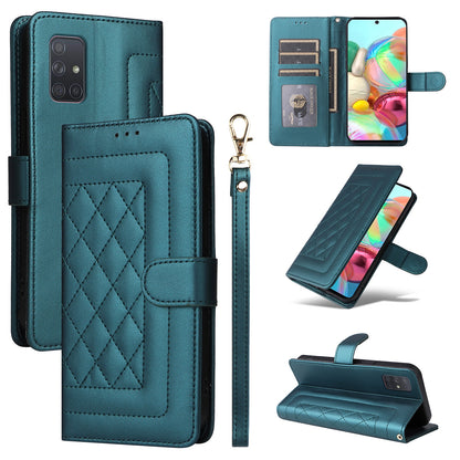 Samsung Galaxy A71 Diamond Lattice Leather Flip Phone Case - Durable and Convenient Holder with Precision Cutouts