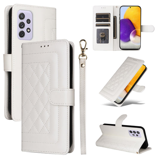Samsung Galaxy A72 Diamond Lattice Leather Flip Phone Case - Durable and Convenient Holder with Precision Cutouts