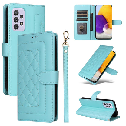 Samsung Galaxy A72 Diamond Lattice Leather Flip Phone Case - Durable and Convenient Holder with Precision Cutouts