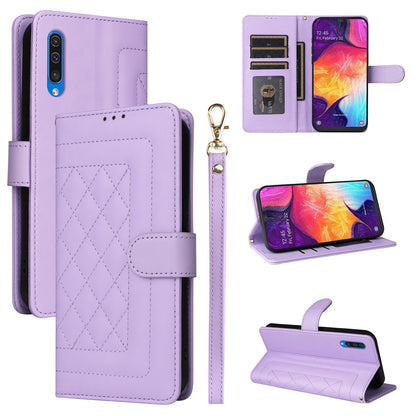 Samsung Galaxy A72 Diamond Lattice Leather Flip Phone Case - Durable and Convenient Holder with Precision Cutouts