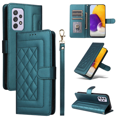 Samsung Galaxy A72 Diamond Lattice Leather Flip Phone Case - Durable and Convenient Holder with Precision Cutouts