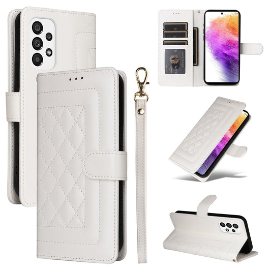 Samsung Galaxy A73 5G Diamond Lattice Leather Flip Phone Case - Durable and Convenient Holder with Precision Cutouts