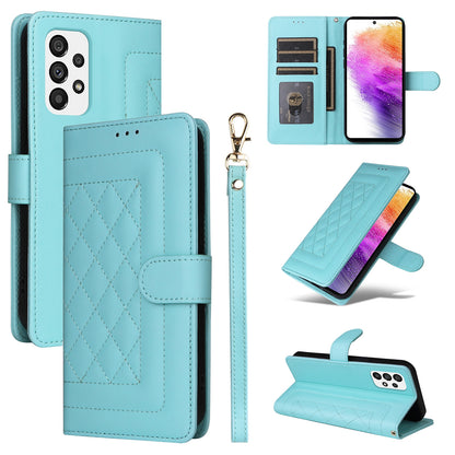 Samsung Galaxy A73 5G Diamond Lattice Leather Flip Phone Case - Durable and Convenient Holder with Precision Cutouts
