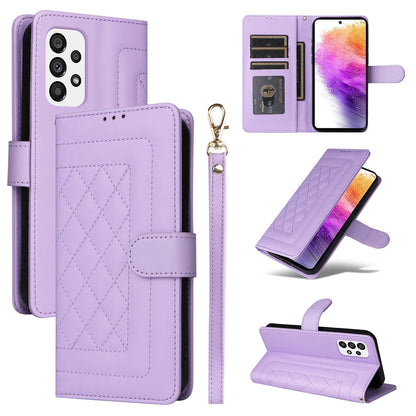 Samsung Galaxy A73 5G Diamond Lattice Leather Flip Phone Case - Durable and Convenient Holder with Precision Cutouts