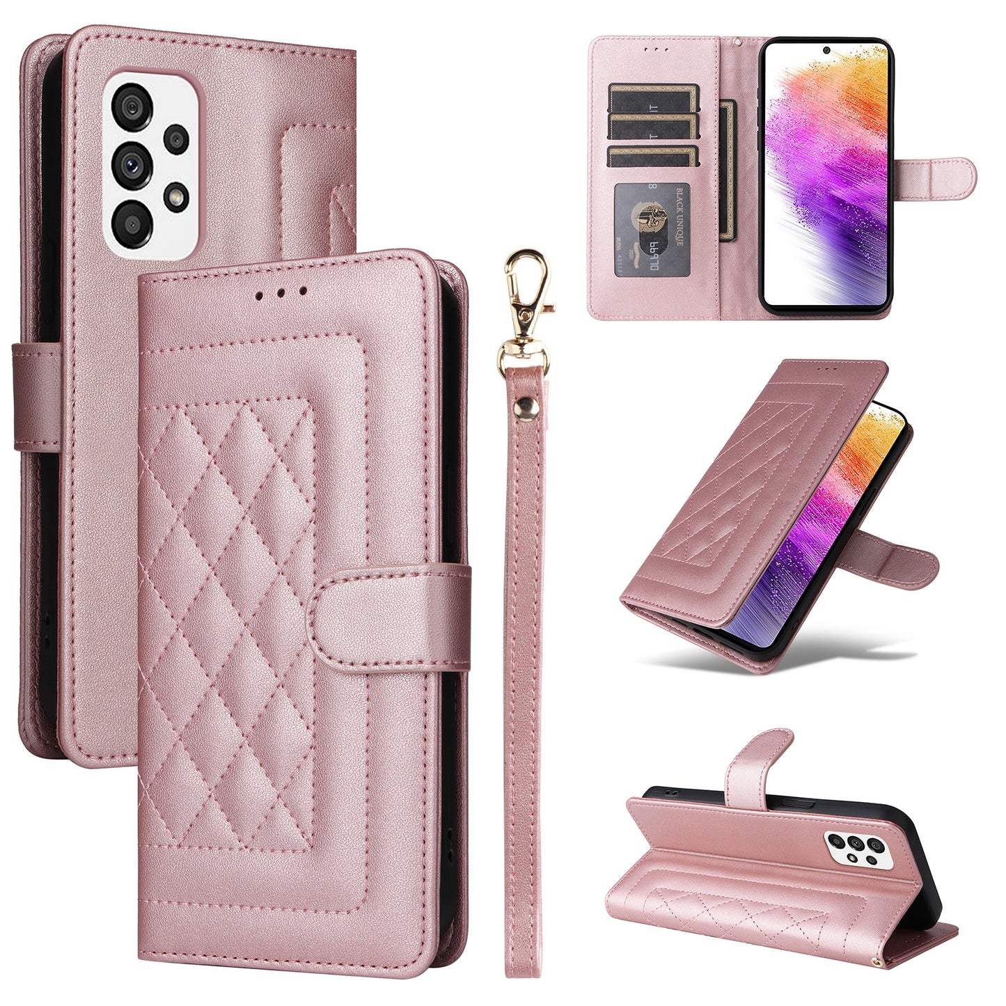 Samsung Galaxy A73 5G Diamond Lattice Leather Flip Phone Case - Durable and Convenient Holder with Precision Cutouts