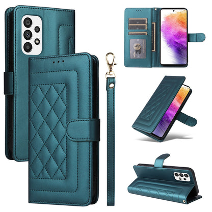 Samsung Galaxy A73 5G Diamond Lattice Leather Flip Phone Case - Durable and Convenient Holder with Precision Cutouts
