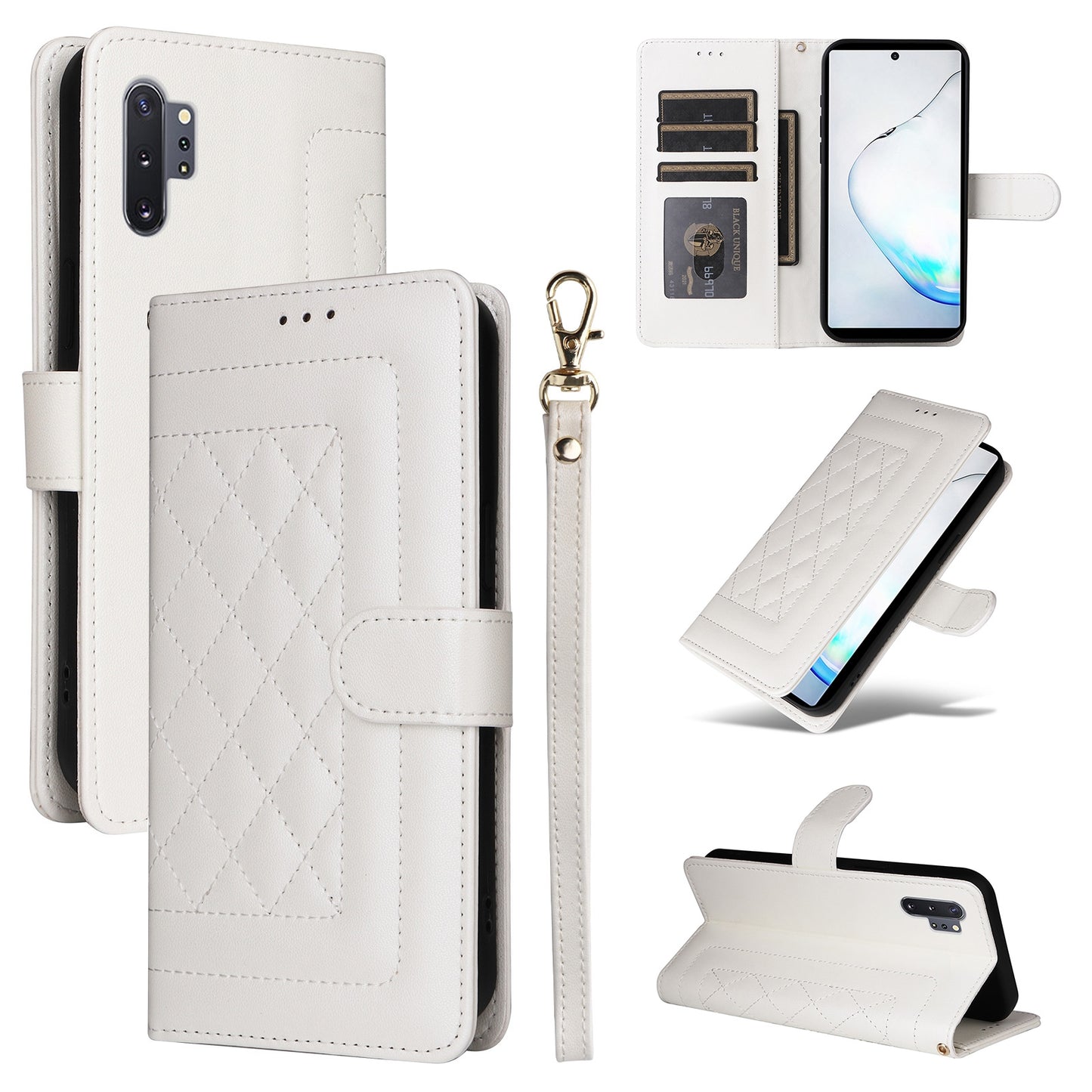 Samsung Galaxy Note10+ Diamond Lattice Leather Flip Phone Case - Durable and Convenient Holder with Precision Cutouts
