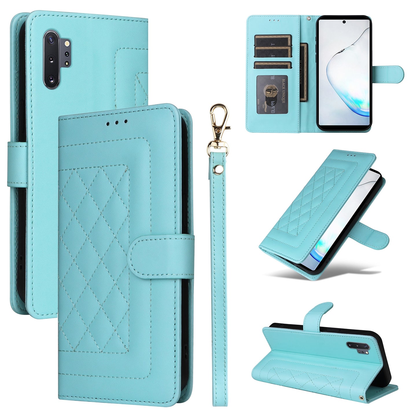 Samsung Galaxy Note10+ Diamond Lattice Leather Flip Phone Case - Durable and Convenient Holder with Precision Cutouts