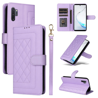 Samsung Galaxy Note10+ Diamond Lattice Leather Flip Phone Case - Durable and Convenient Holder with Precision Cutouts
