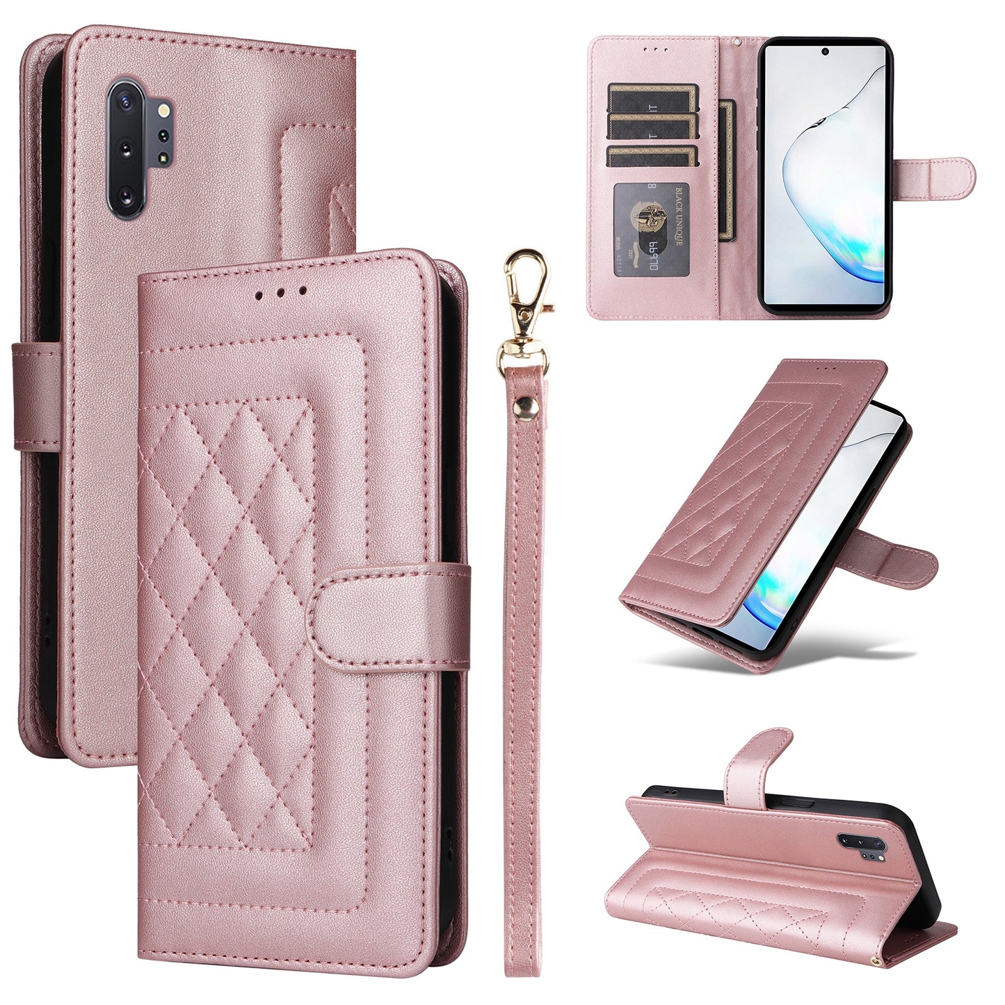 Samsung Galaxy Note10+ Diamond Lattice Leather Flip Phone Case - Durable and Convenient Holder with Precision Cutouts