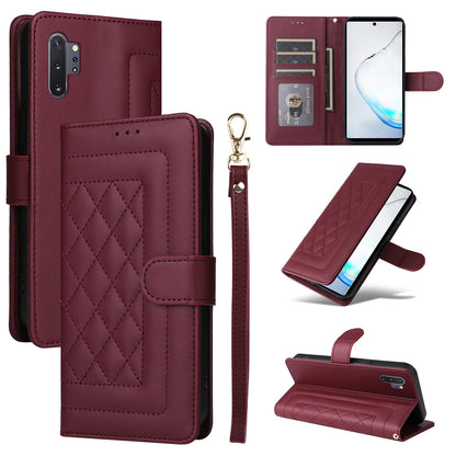 Samsung Galaxy Note10+ Diamond Lattice Leather Flip Phone Case - Durable and Convenient Holder with Precision Cutouts