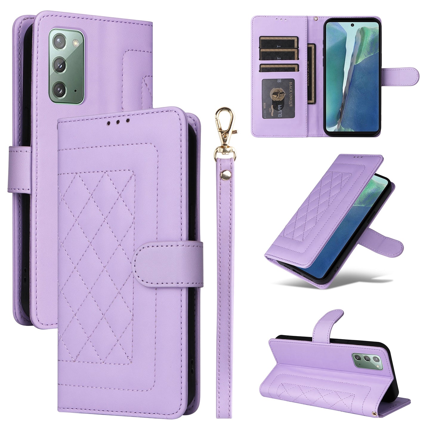 Samsung Galaxy Note20 Diamond Lattice Leather Flip Phone Case - Durable and Convenient Holder with Precision Cutouts