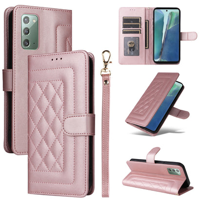 Samsung Galaxy Note20 Diamond Lattice Leather Flip Phone Case - Durable and Convenient Holder with Precision Cutouts