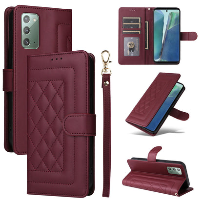 Samsung Galaxy Note20 Diamond Lattice Leather Flip Phone Case - Durable and Convenient Holder with Precision Cutouts