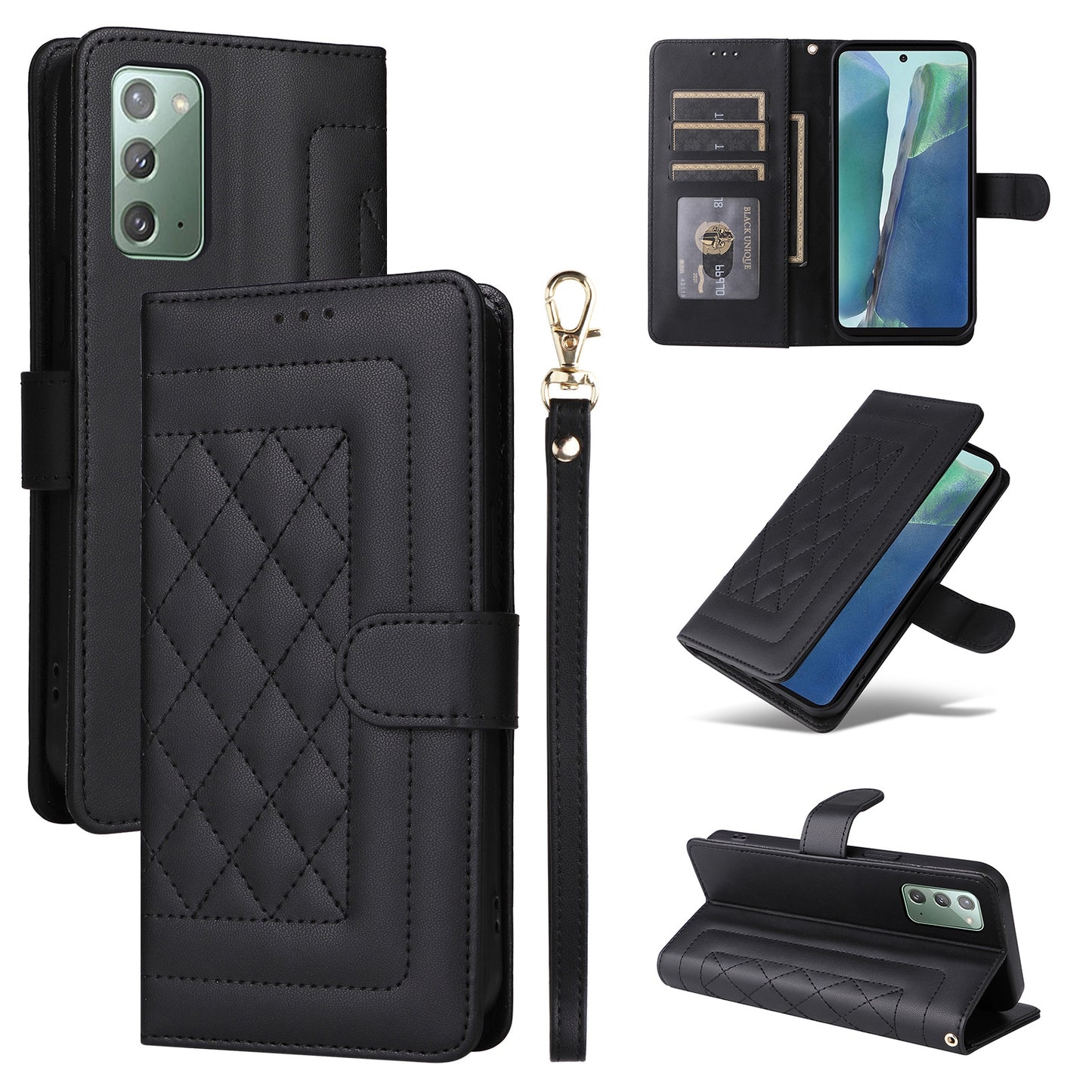 Samsung Galaxy Note20 Diamond Lattice Leather Flip Phone Case - Durable and Convenient Holder with Precision Cutouts