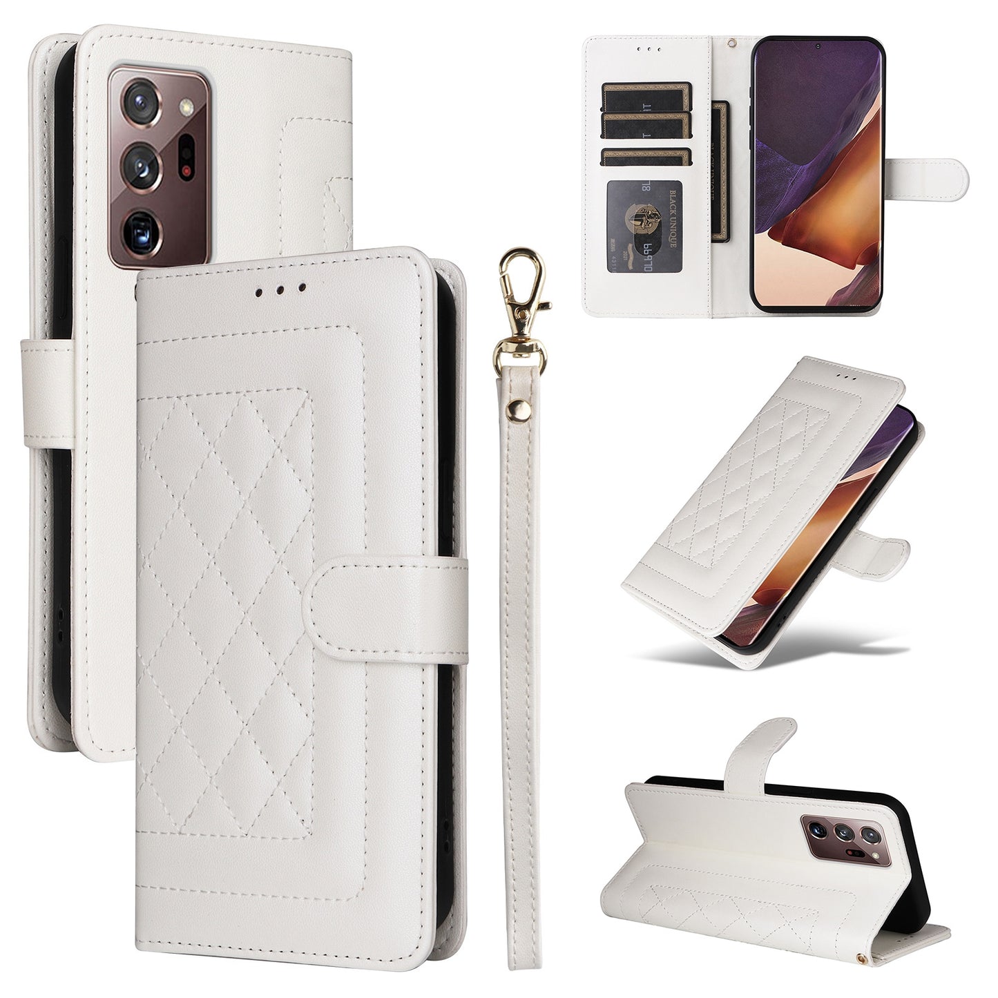 Samsung Galaxy Note20 Ultra Diamond Lattice Leather Flip Phone Case - Durable and Convenient Holder with Precision Cutouts