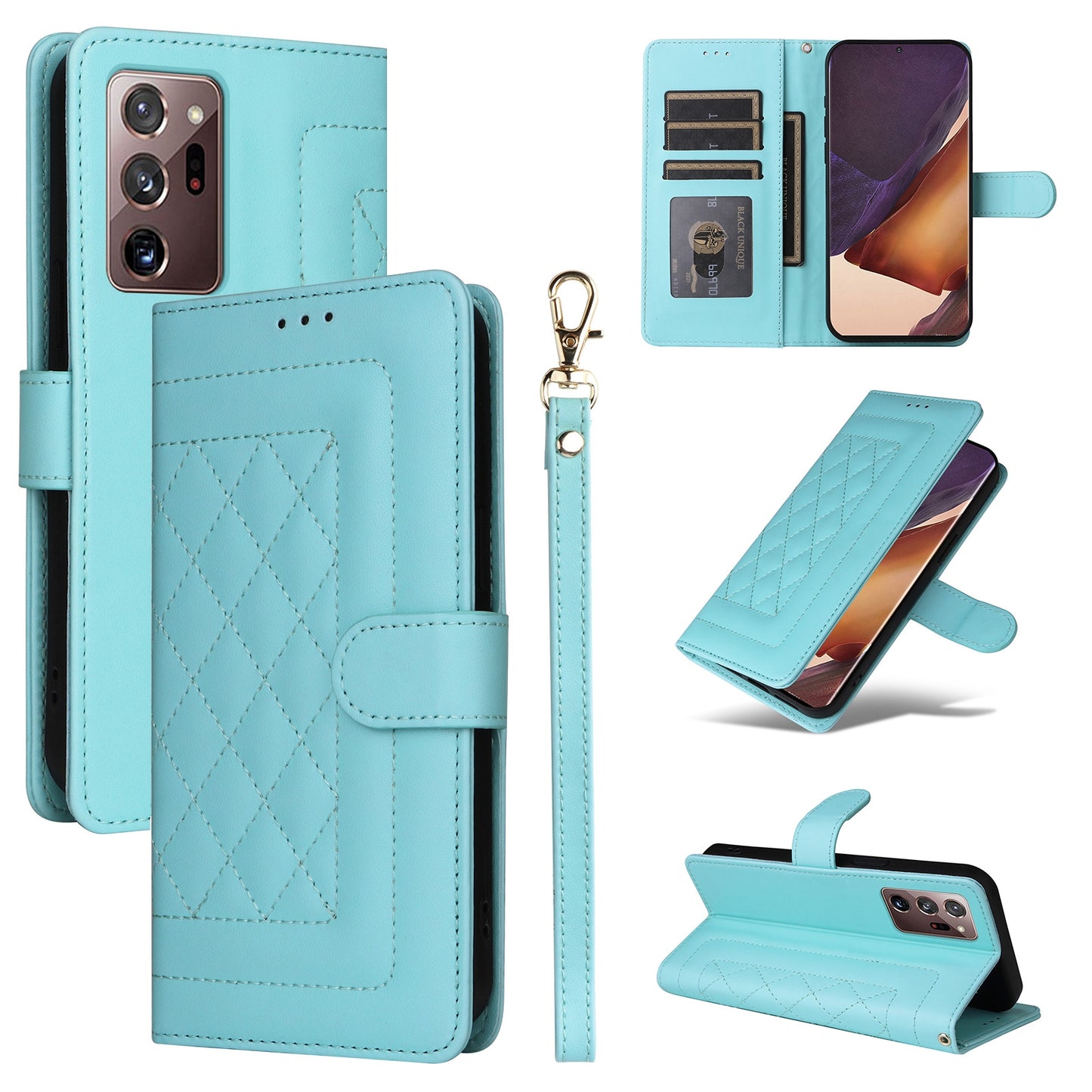 Samsung Galaxy Note20 Ultra Diamond Lattice Leather Flip Phone Case - Durable and Convenient Holder with Precision Cutouts