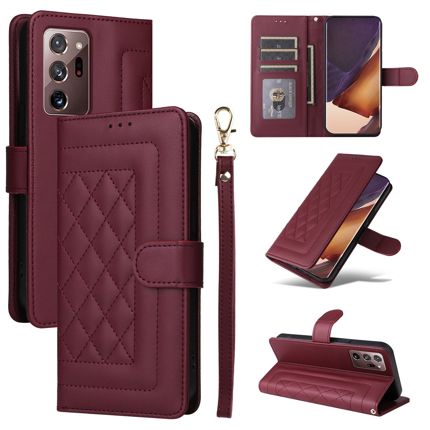 Samsung Galaxy Note20 Ultra Diamond Lattice Leather Flip Phone Case - Durable and Convenient Holder with Precision Cutouts