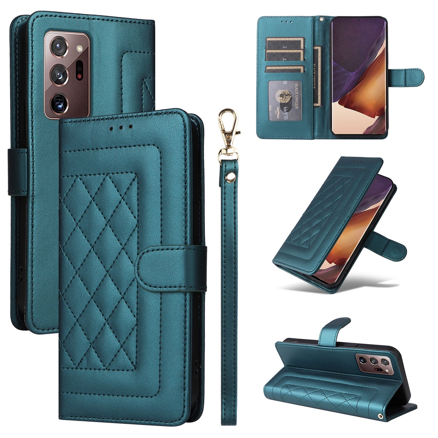 Samsung Galaxy Note20 Ultra Diamond Lattice Leather Flip Phone Case - Durable and Convenient Holder with Precision Cutouts