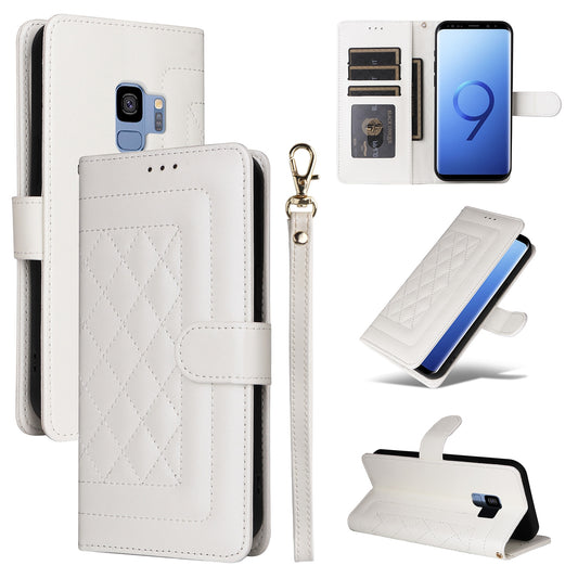 Samsung Galaxy S9 Diamond Lattice Leather Flip Phone Case - Durable and Convenient Holder with Precision Cutouts