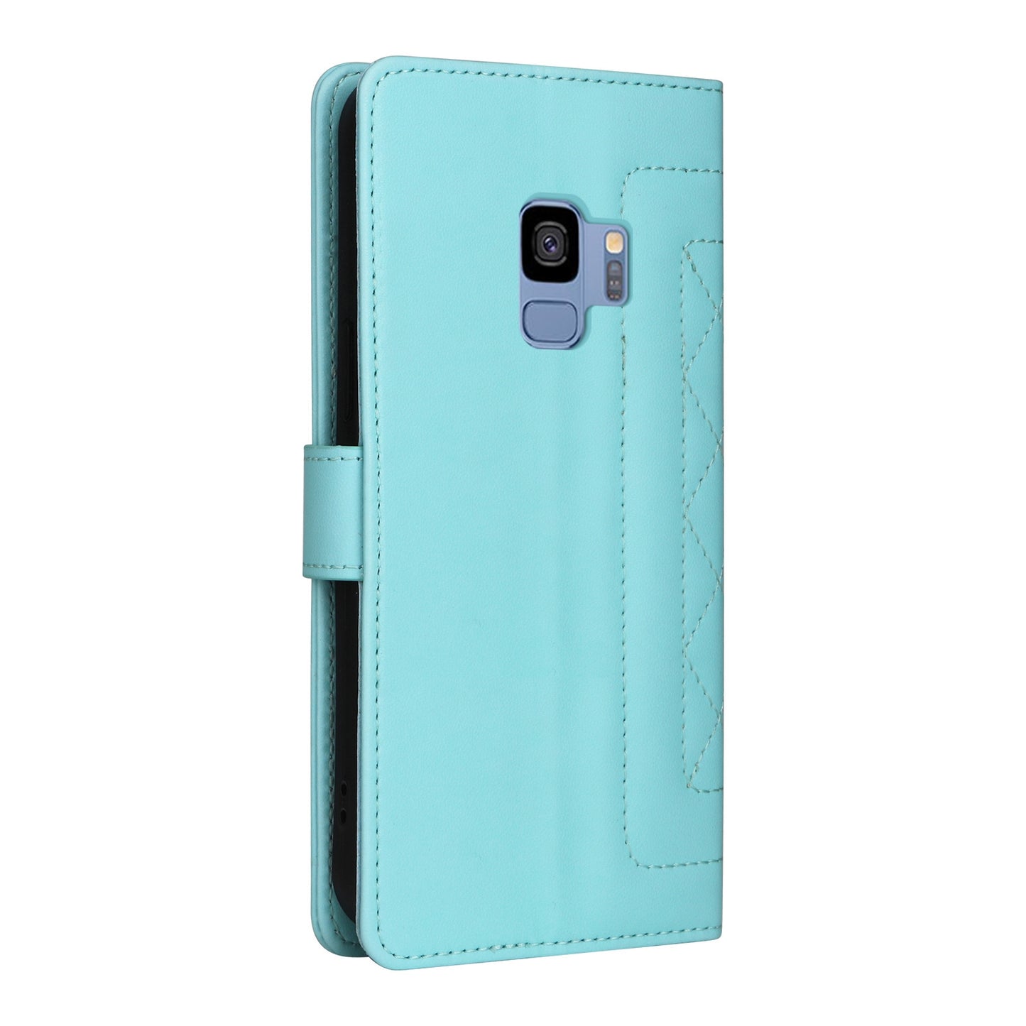 Samsung Galaxy S9 Diamond Lattice Leather Flip Phone Case - Durable and Convenient Holder with Precision Cutouts