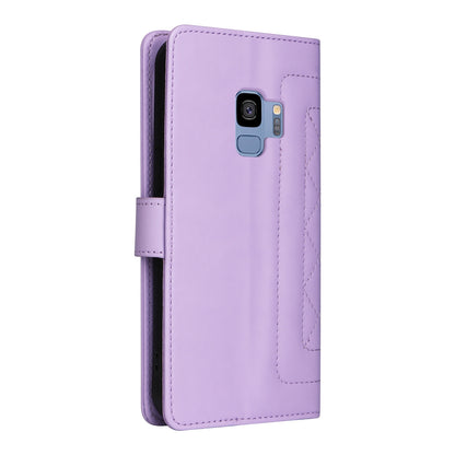 Samsung Galaxy S9 Diamond Lattice Leather Flip Phone Case - Durable and Convenient Holder with Precision Cutouts