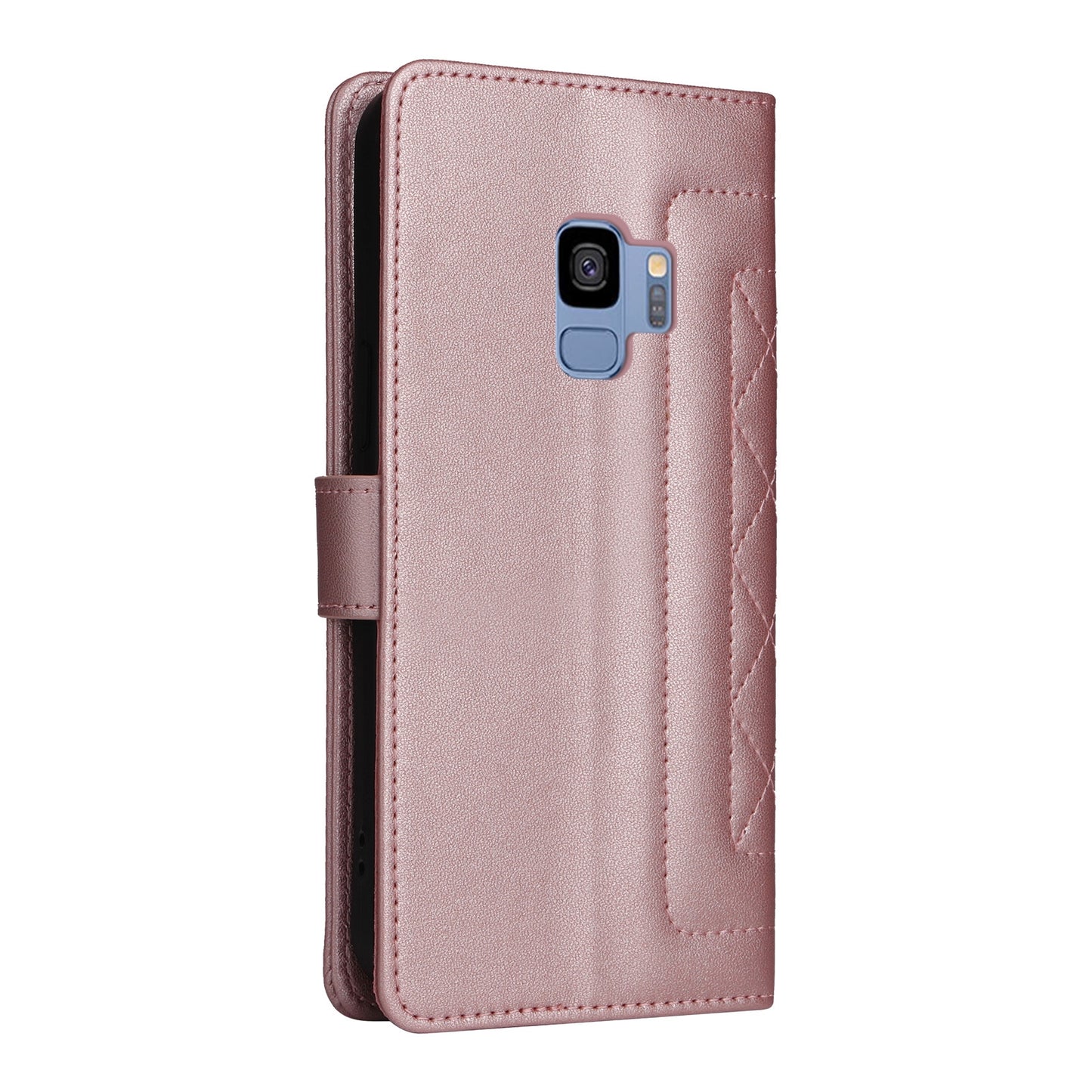 Samsung Galaxy S9 Diamond Lattice Leather Flip Phone Case - Durable and Convenient Holder with Precision Cutouts