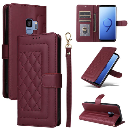 Samsung Galaxy S9 Diamond Lattice Leather Flip Phone Case - Durable and Convenient Holder with Precision Cutouts