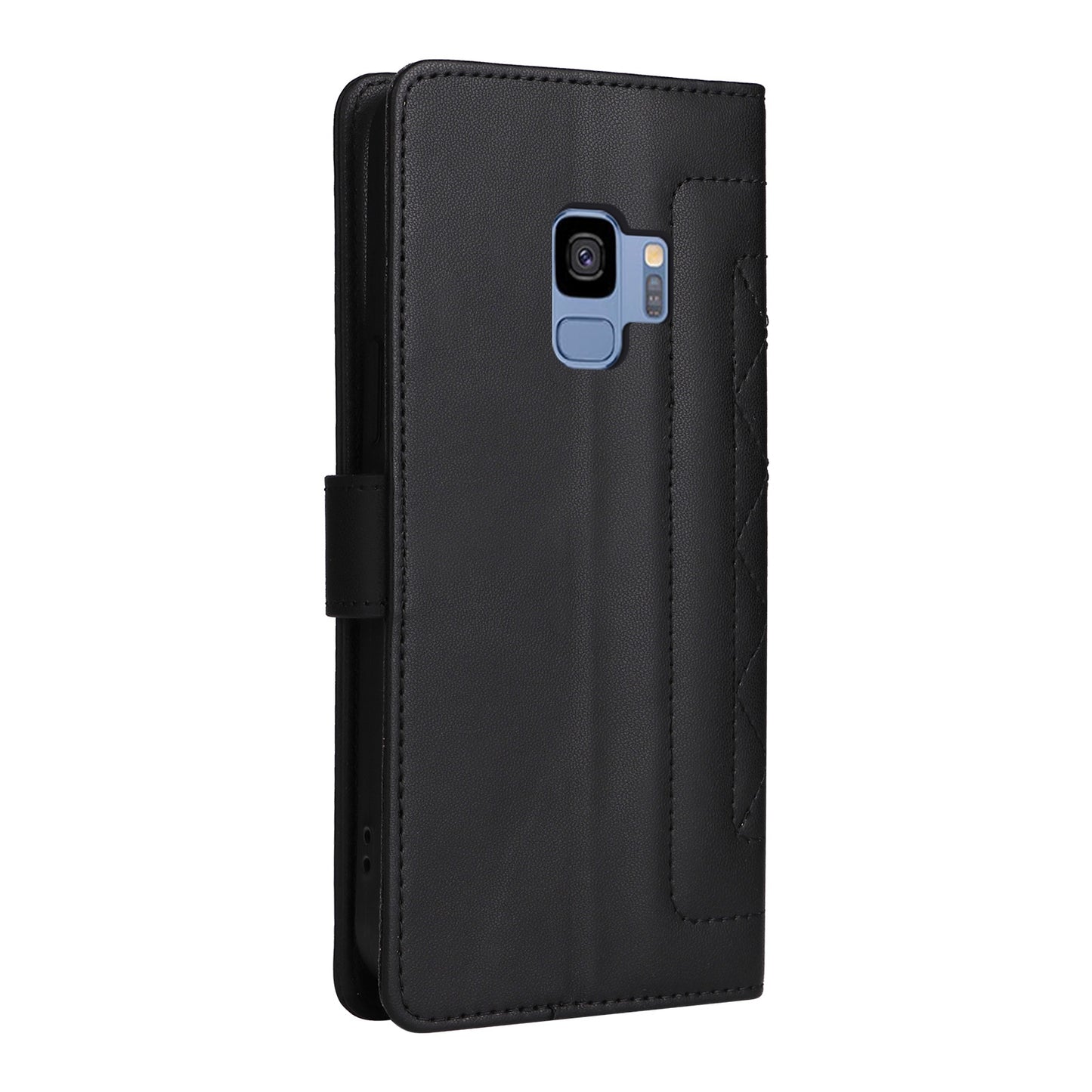 Samsung Galaxy S9 Diamond Lattice Leather Flip Phone Case - Durable and Convenient Holder with Precision Cutouts