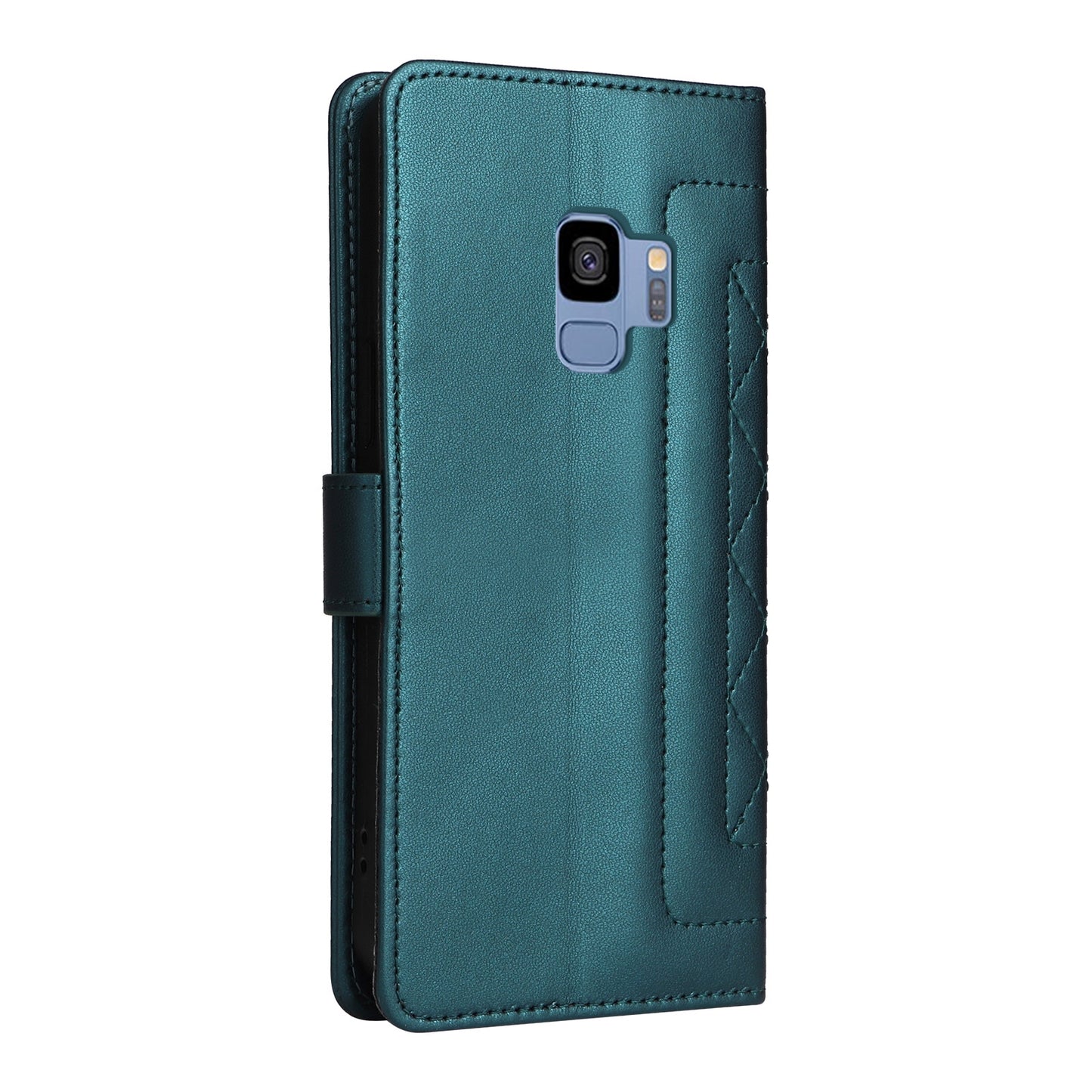 Samsung Galaxy S9 Diamond Lattice Leather Flip Phone Case - Durable and Convenient Holder with Precision Cutouts