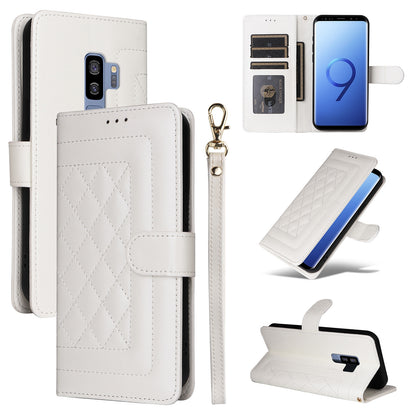 Samsung Galaxy S9+ Diamond Lattice Leather Flip Phone Case - Durable and Convenient Holder with Precision Cutouts