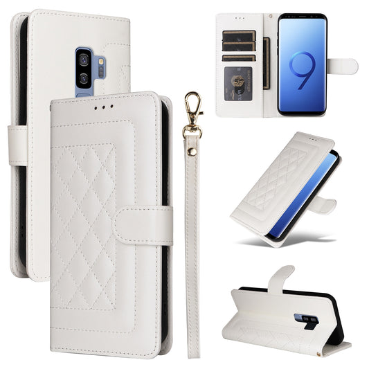 Samsung Galaxy S9+ Diamond Lattice Leather Flip Phone Case - Durable and Convenient Holder with Precision Cutouts