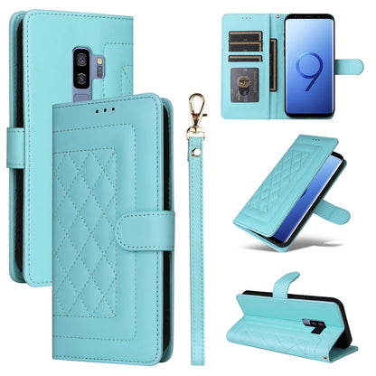 Samsung Galaxy S9+ Diamond Lattice Leather Flip Phone Case - Durable and Convenient Holder with Precision Cutouts