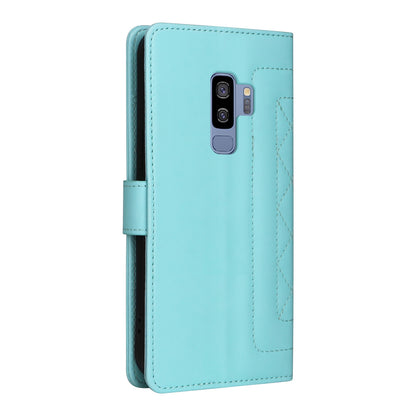 Samsung Galaxy S9+ Diamond Lattice Leather Flip Phone Case - Durable and Convenient Holder with Precision Cutouts